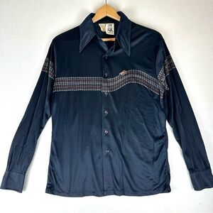 Kennington Vintage Long Sleeve‎ Button Down Shirt Car Disco 70's